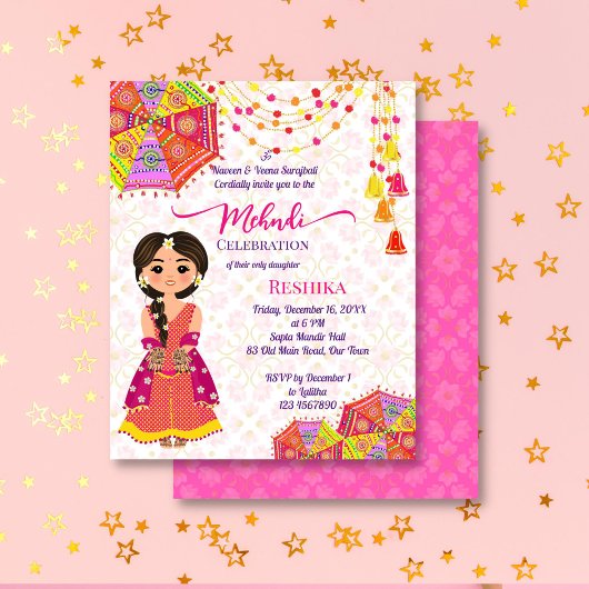 Mehndi schattig Indiase bruid paraplu's budget uit