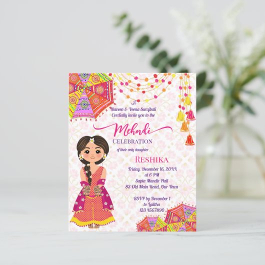 Mehndi schattige Indiase bruid paraplu budget uitn (Staand voorkant)