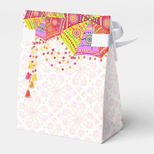 Mehndi schattige Indiase bruid paraplu dank u Bedankdoosjes (Achterkant)