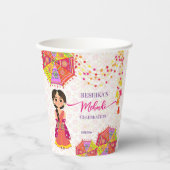 Mehndi schattige Indiase bruid paraplu's Papieren Bekers (Voorkant)