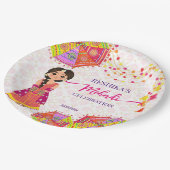 Mehndi schattige Indiase bruid paraplu's Papieren Bordje (Gekanteld)