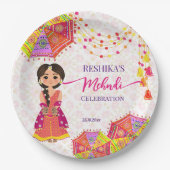 Mehndi schattige Indiase bruid paraplu's Papieren Bordje (Voorkant)