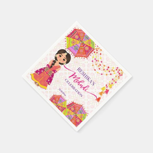 Mehndi schattige Indiase bruid paraplu's Servet (Hoek)