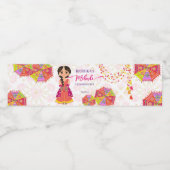 Mehndi schattige Indiase bruid paraplu's Waterfles Etiket (Enkel label)