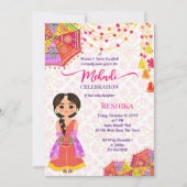 Mehndi schattige Indiase hennabruid paraplu roze Kaart (Voorkant)