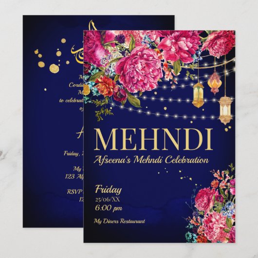 Mehndi Sterrennacht Arabieren floranje Kaart (Voorkant / Achterkant)