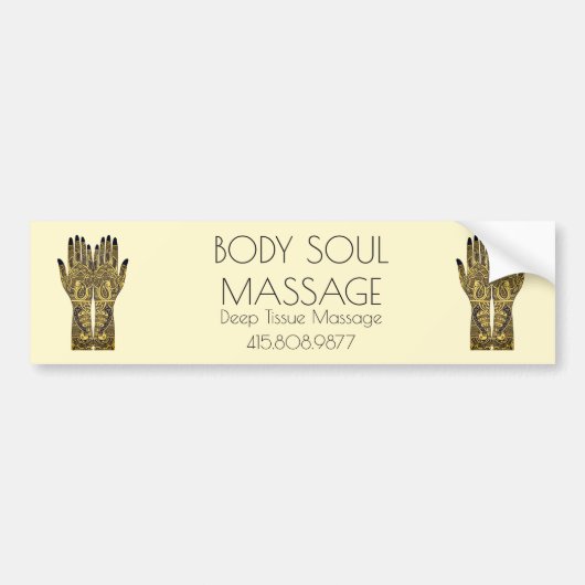 Mehndi Tattoo Hands Promotional Massage Holistic Bumpersticker (Voorkant)