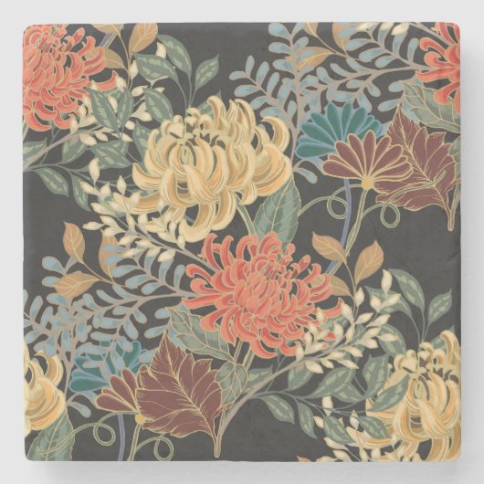 Mehndi Tracery Tegel: etnisch naadloos ontwerp Stenen Onderzetter (Voorkant)