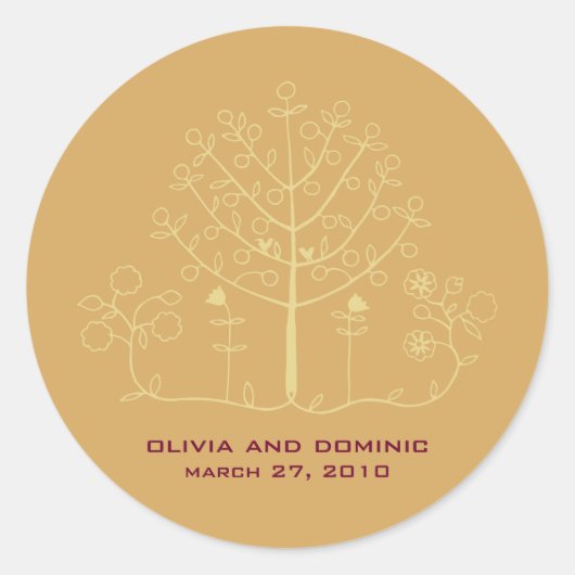 Mehndi Tree Bruiloft Label Seal (Voorkant)