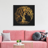 Mehndi Tree of Life (Gold) Canvas Afdruk (Insitu (Woonkamer))