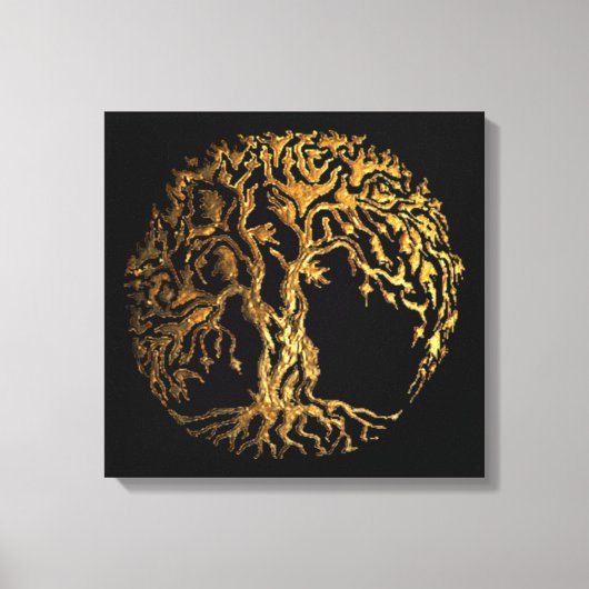 Mehndi Tree of Life (Gold) Canvas Afdruk (Voorkant)