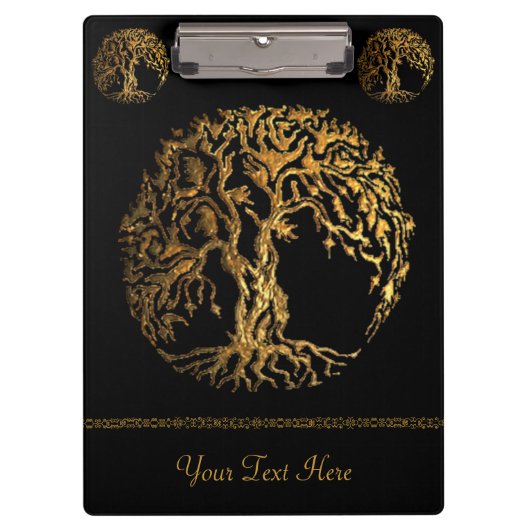 Mehndi Tree of Life (Gold) (Henna) Klembord (Voorkant)