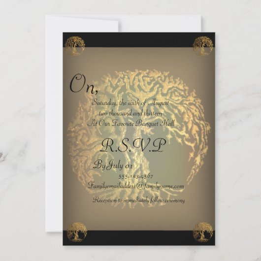 Mehndi Tree of Life (Gold) Kaart (Achterkant)