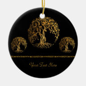 Mehndi Tree of Life (Gold) Keramisch Ornament (Voorkant)