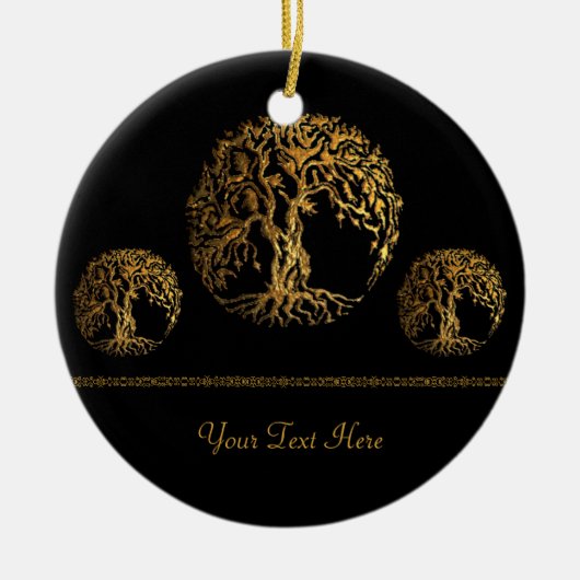 Mehndi Tree of Life (Gold) Keramisch Ornament (Voorkant)