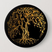 Mehndi Tree of Life (Gold) Ronde Button 4,0 Cm (Voorkant)