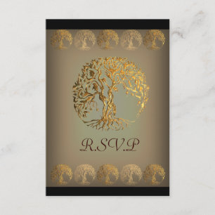 Mehndi Tree of Life (Gold) RSVP Kaartje