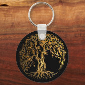 Mehndi Tree of Life (Gold) Sleutelhanger (Voorkant)
