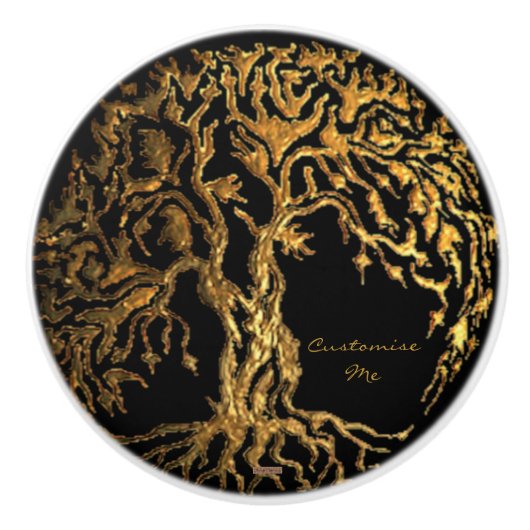 Mehndi Tree of Life (Henna) Keramische Knop (Voorkant)