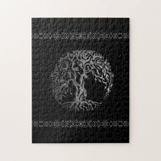 Mehndi Tree of Life (Henna) (zilver) Legpuzzel (Verticaal)