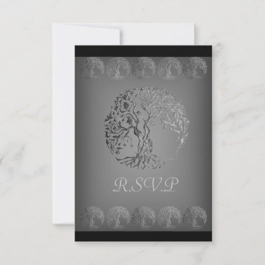 Mehndi Tree of Life (Henna) (zilver) RSVP Kaartje (Voorkant)