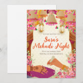 Mehndi uitnodigen & Digitale Mehendi uitnodiging (Voorkant / Achterkant)