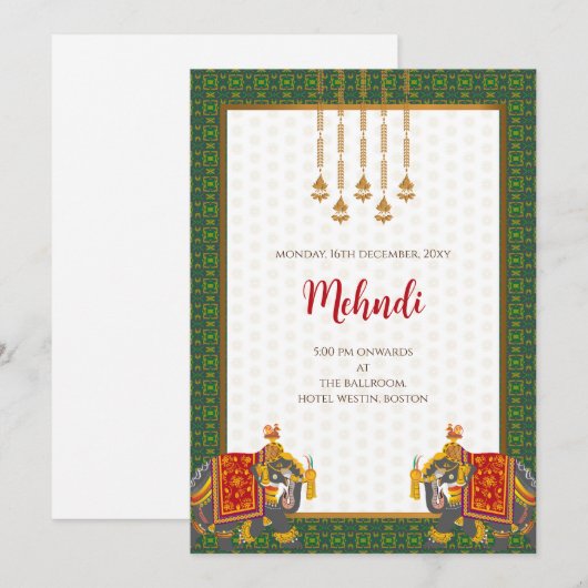 Mehndi uitnodiging Digitale Indiase bruiloft uitno (Voorkant / Achterkant)