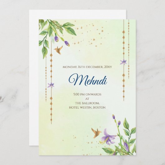 Mehndi uitnodiging Digitale Indiase bruiloft uitno (Voorkant / Achterkant)