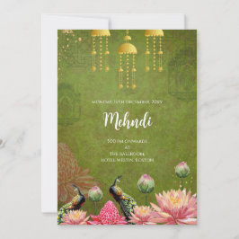 Mehndi uitnodiging Digitale Indische pauw nodigt u