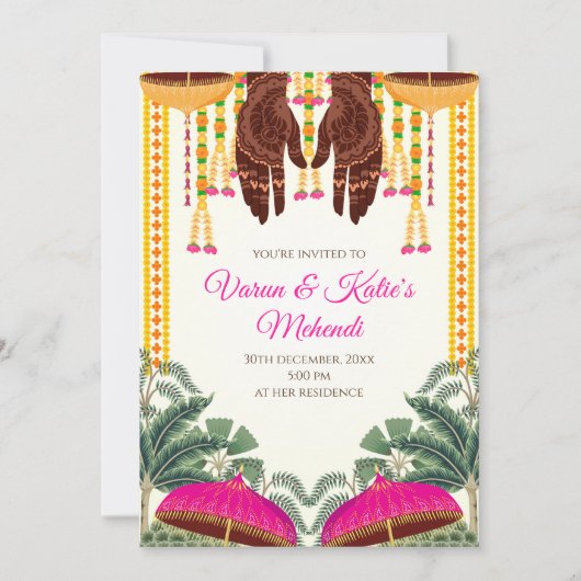 Mehndi uitnodigingen als Digitale Dholki uitnodigi (Voorkant)