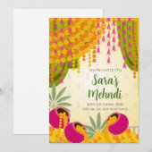 Mehndi uitnodigingen & Digital Mehndi uitnodigen (Voorkant / Achterkant)