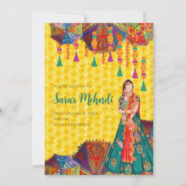 Mehndi-uitnodigingen & Henna-nachtuitnodiging Meha Kaart