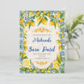 Mehndi uitnodigingen & Italiaanse thema decor (Staand voorkant)