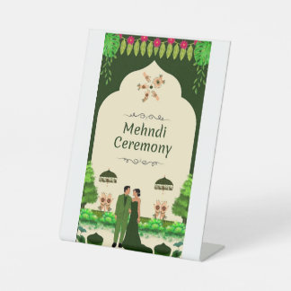 mehndi uitnodigingskaart reclamebord met voetstuk