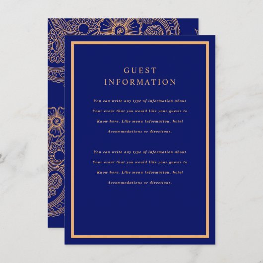 Mehndi Wedding Insert Informatiekaartje (Voorkant / Achterkant)