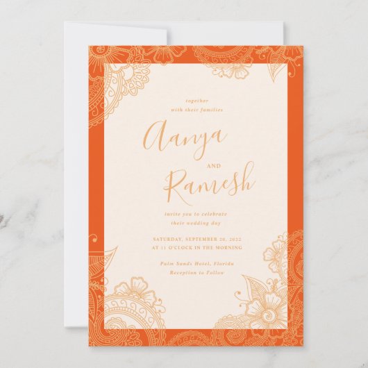 Mehndi Wedding Invitations Kaart (Voorkant)