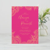 Mehndi Wedding Invitations Kaart (Staand voorkant)