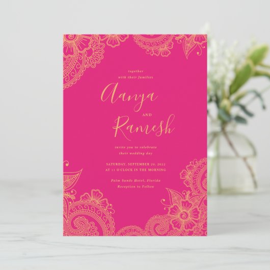 Mehndi Wedding Invitations Kaart (Staand voorkant)