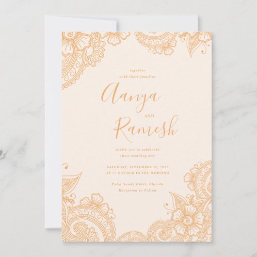 Mehndi Wedding Invitations Kaart (Voorkant)