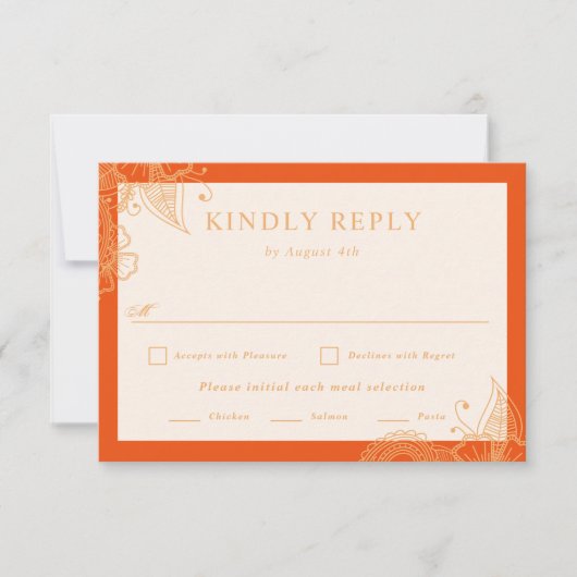 Mehndi Wedding RSVP Kaartje (Voorkant)
