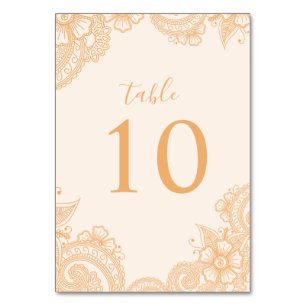 Mehndi Wedding Table Number Kaart