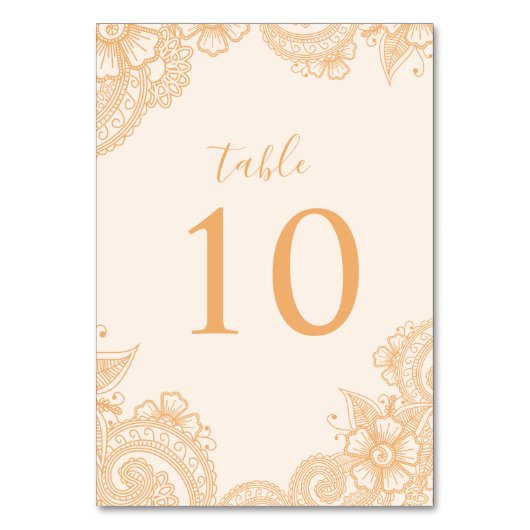 Mehndi Wedding Table Number Kaart (Achterkant)