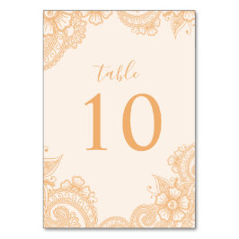 Mehndi Wedding Table Number Kaart
