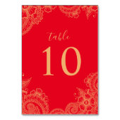 Mehndi Wedding Table Number Kaart (Achterkant)