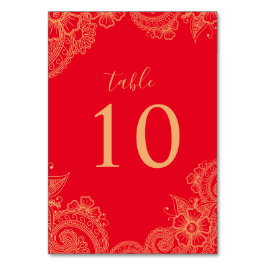 Mehndi Wedding Table Number Kaart