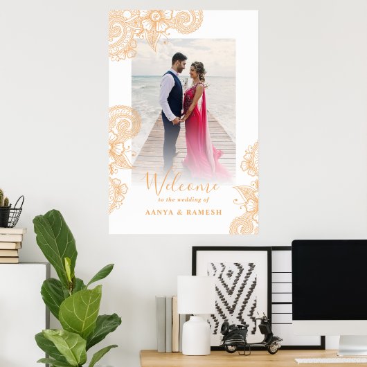 Mehndi Wedding Welcome Sign Poster (Thuiskantoor)