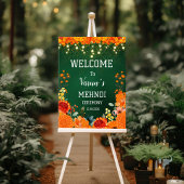 Mehndi welkomstbord, Indiaas trouwbord, Mendhi Poster