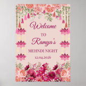 Mehndi welkomstbord, Indiaas trouwbord, Mendhi Poster (Voorkant)
