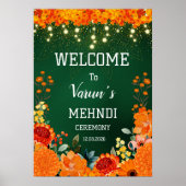 Mehndi welkomstbord, Indiaas trouwbord, Mendhi Poster (Voorkant)