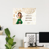 Mehndi-welkomstbord met schattige Indische hennebr Poster (Thuiskantoor)